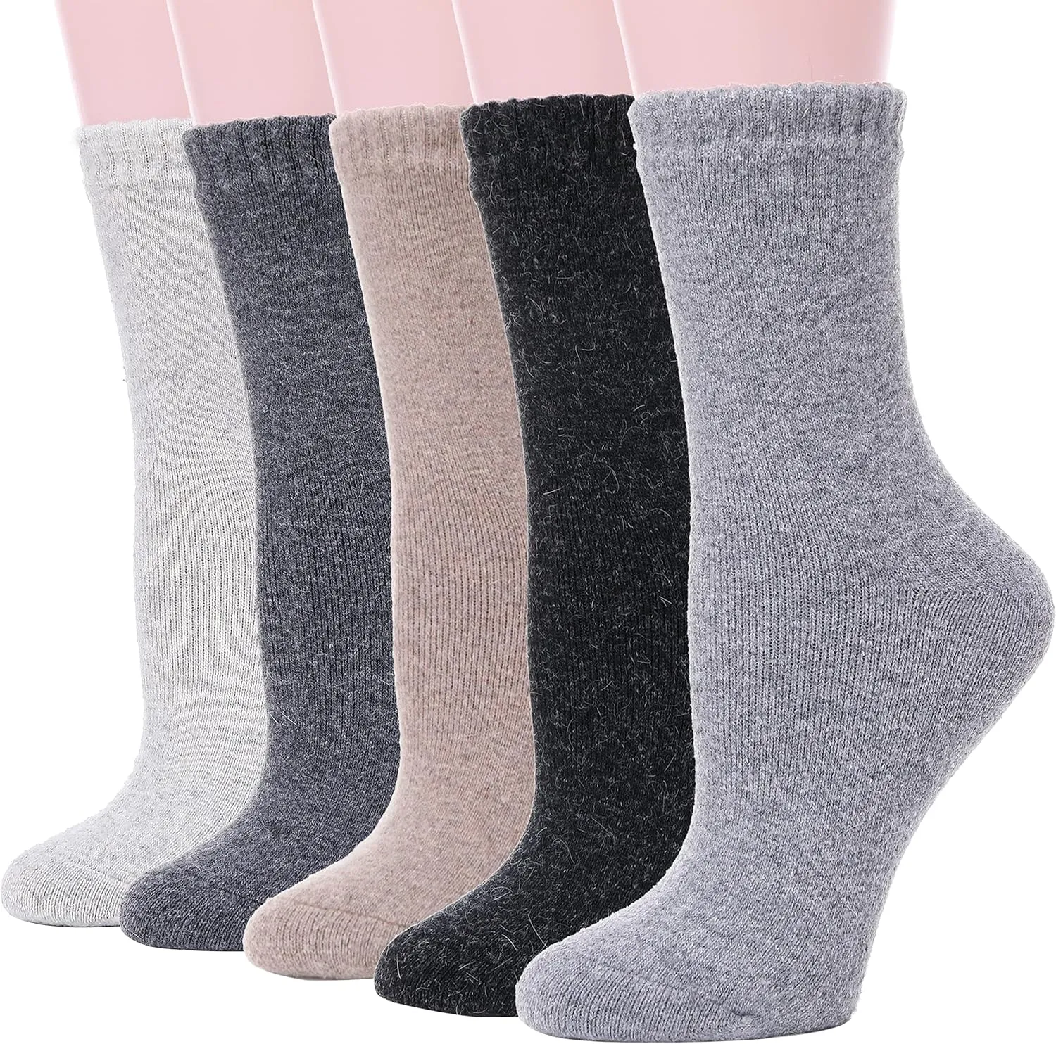Sandsuced 5 Pack Merino Wool Hiking Socks for Women Warm Winter Thick Thermal Cozy Boot Work Soft Ladies Socks
