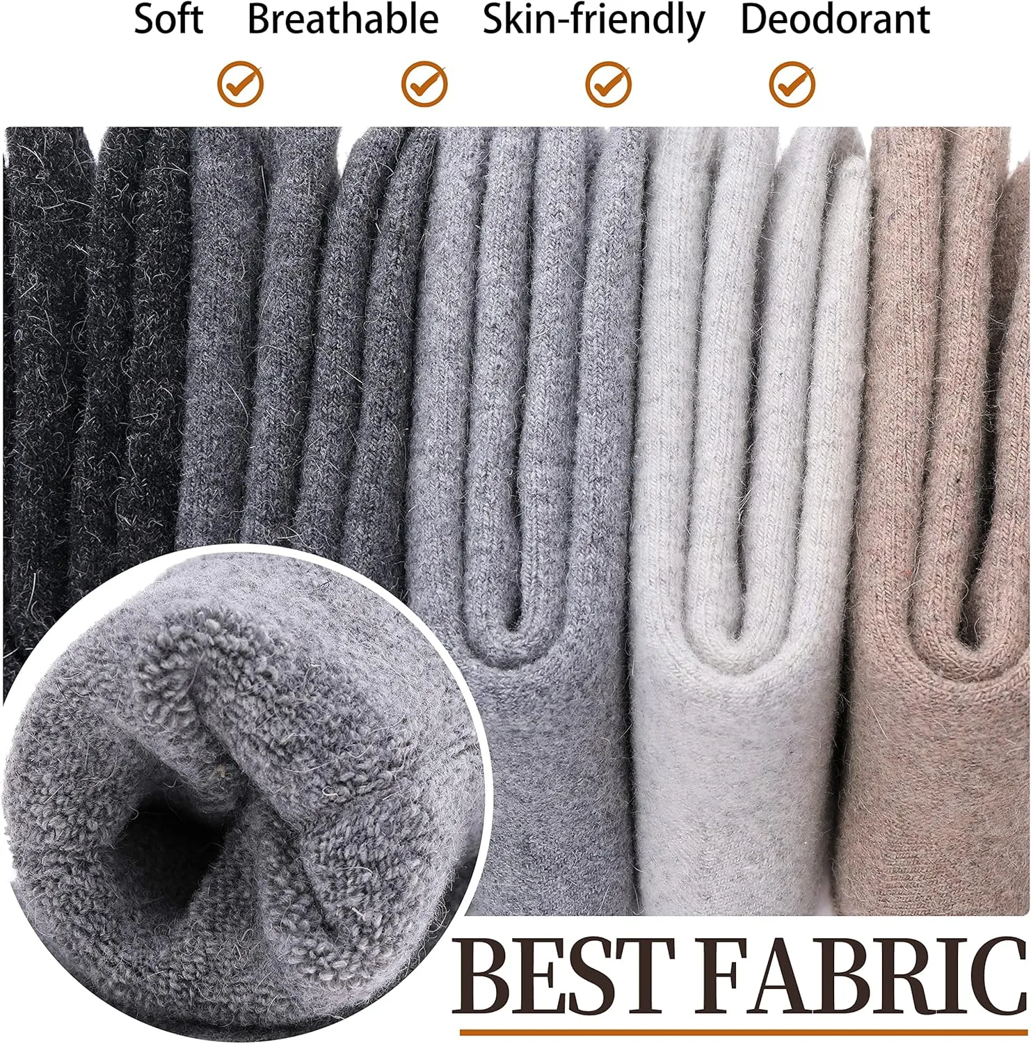 Sandsuced 5 Pack Merino Wool Hiking Socks for Women Warm Winter Thick Thermal Cozy Boot Work Soft Ladies Socks