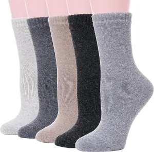 Sandsuced 5 Pack Merino Wool Hiking Socks for Women Warm Winter Thick Thermal Cozy Boot Work Soft Ladies Socks