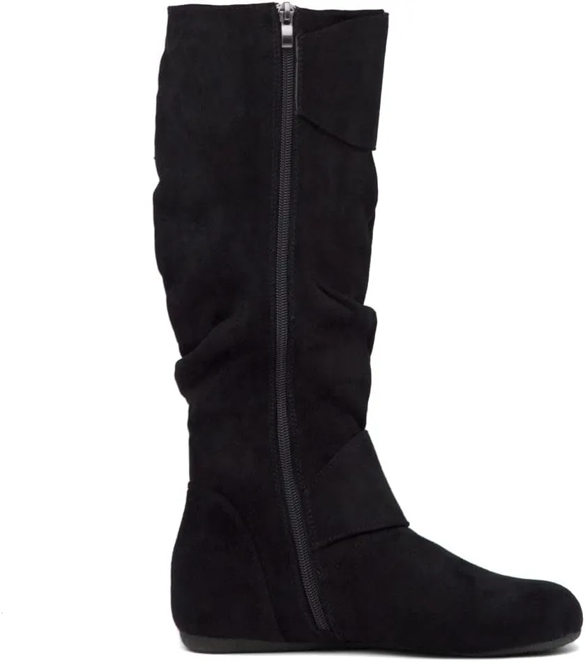 Shoe Land Bettyy Women's Knee High Boots Pull on Fall Weather Slouchy Flat Boots