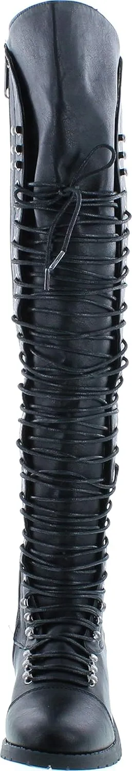 SHOEDEZIGNS Shoe Dezigns Travis 05 Women Military Lace Up Thigh High Combat Boot
