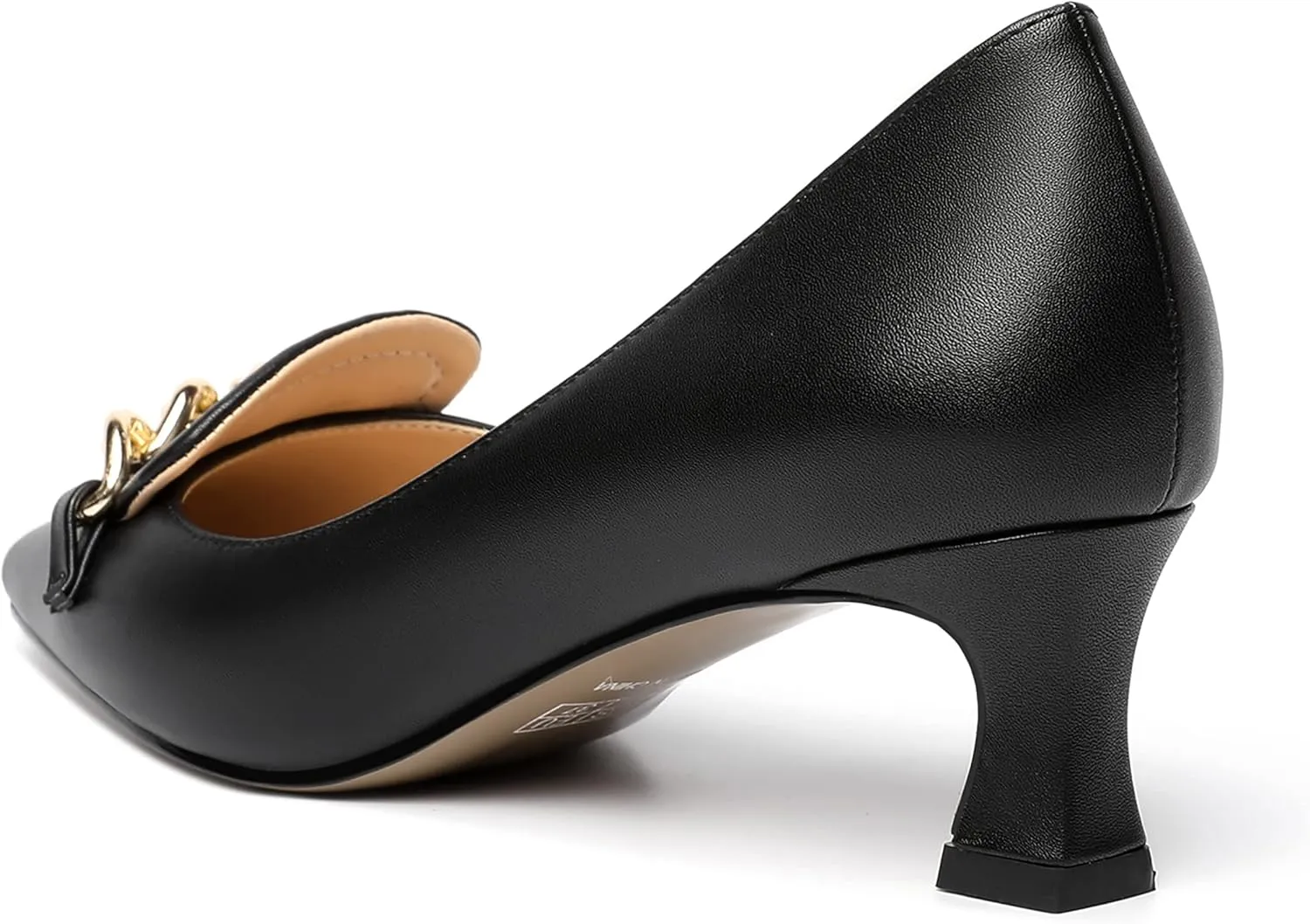 SHOWFOREST Womens Matte Slip On Square Toe Dress Wedding Metal Spool Low Heel Pumps Shoes 2 Inch