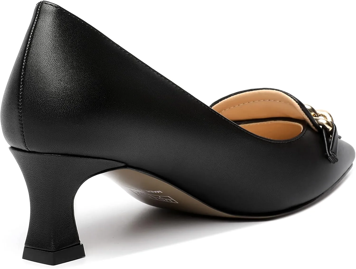 SHOWFOREST Womens Matte Slip On Square Toe Dress Wedding Metal Spool Low Heel Pumps Shoes 2 Inch