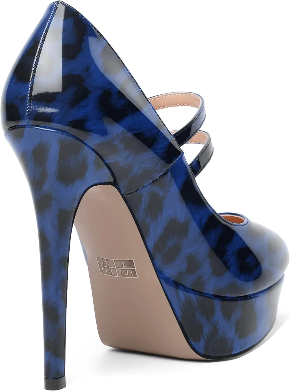 SHOWFOREST Womens Sexy Adjustable Strap Slip On Party Patent Round Toe Stiletto High Heel Pumps Shoes 5 Inch