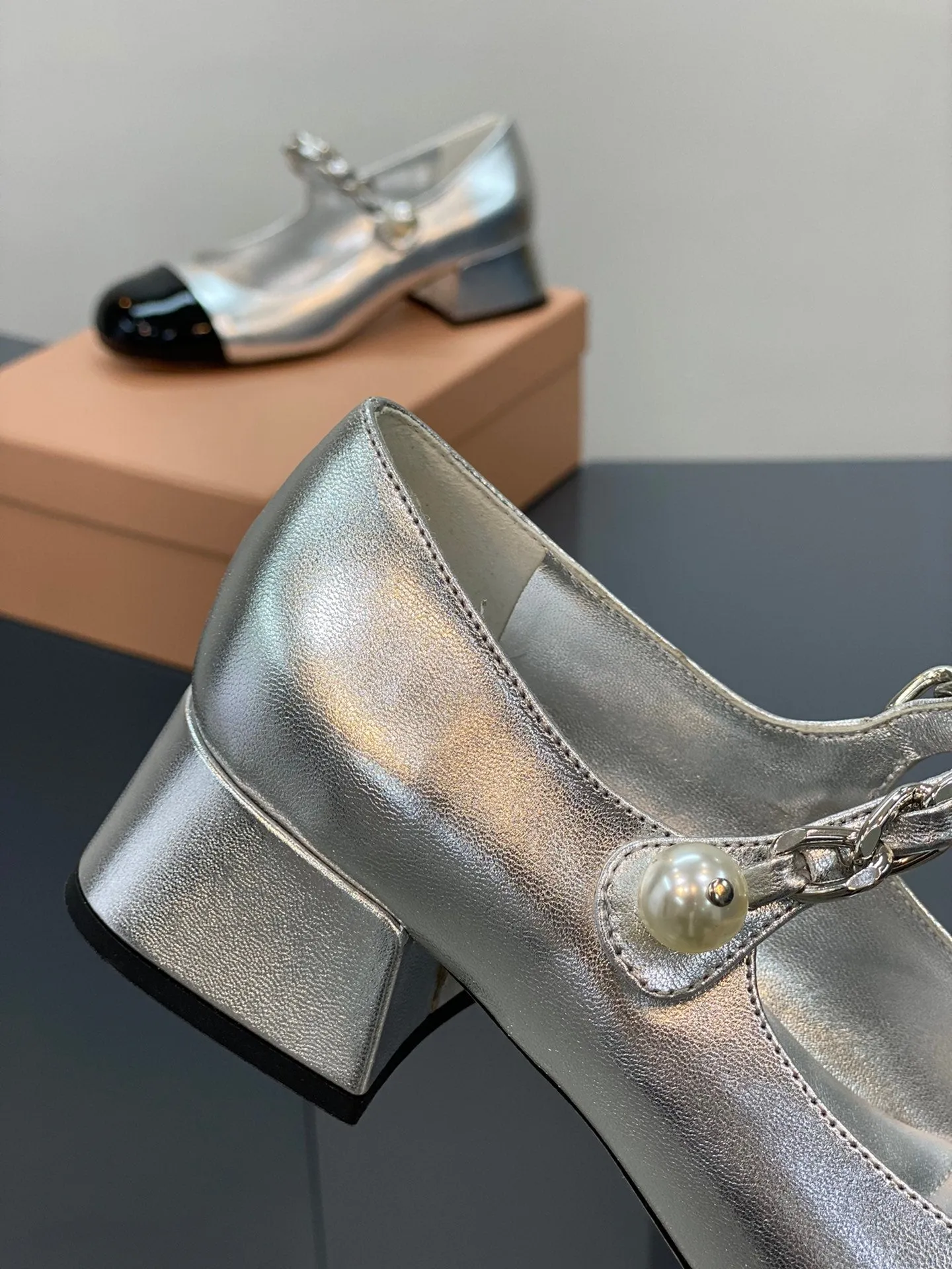 Silver and Black Heels