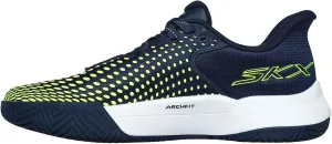 SKECHERS Men's Viper Court Elite, Navy/Yellow, 10.5