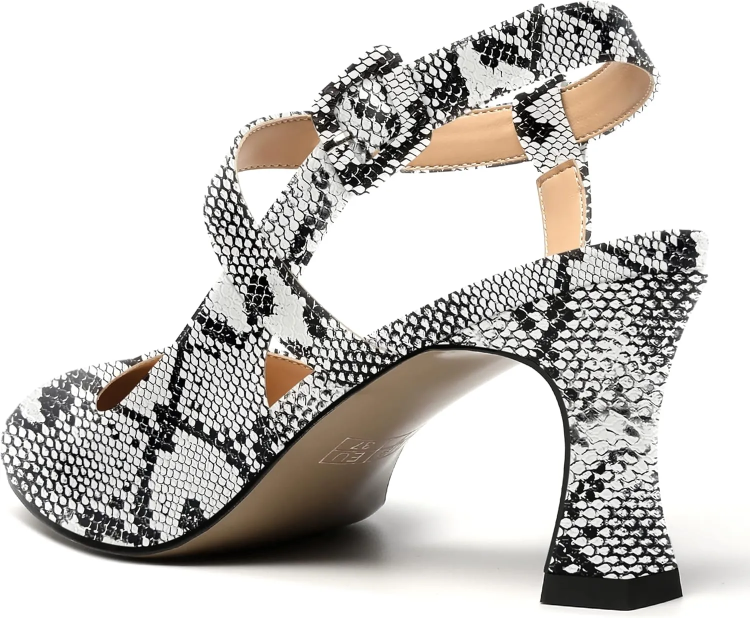 SKYSTERRY Womens Buckle Patent Wedding Ankle Strap Round Toe Casual Spool Mid Heel Pumps Shoes 2.5 Inch