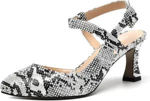 SKYSTERRY Womens Buckle Patent Wedding Ankle Strap Round Toe Casual Spool Mid Heel Pumps Shoes 2.5 Inch