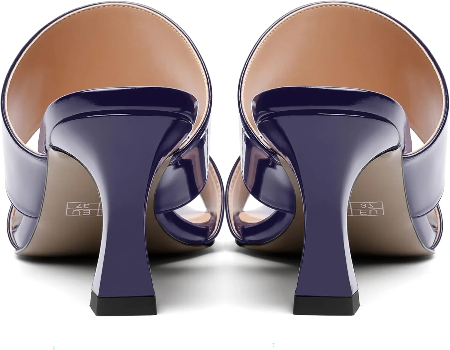 SKYSTERRY Women's Patent Open Toe Round Toe Dress Office Slip On Spool Mid Heel Pumps Shoes 2.5 Inch