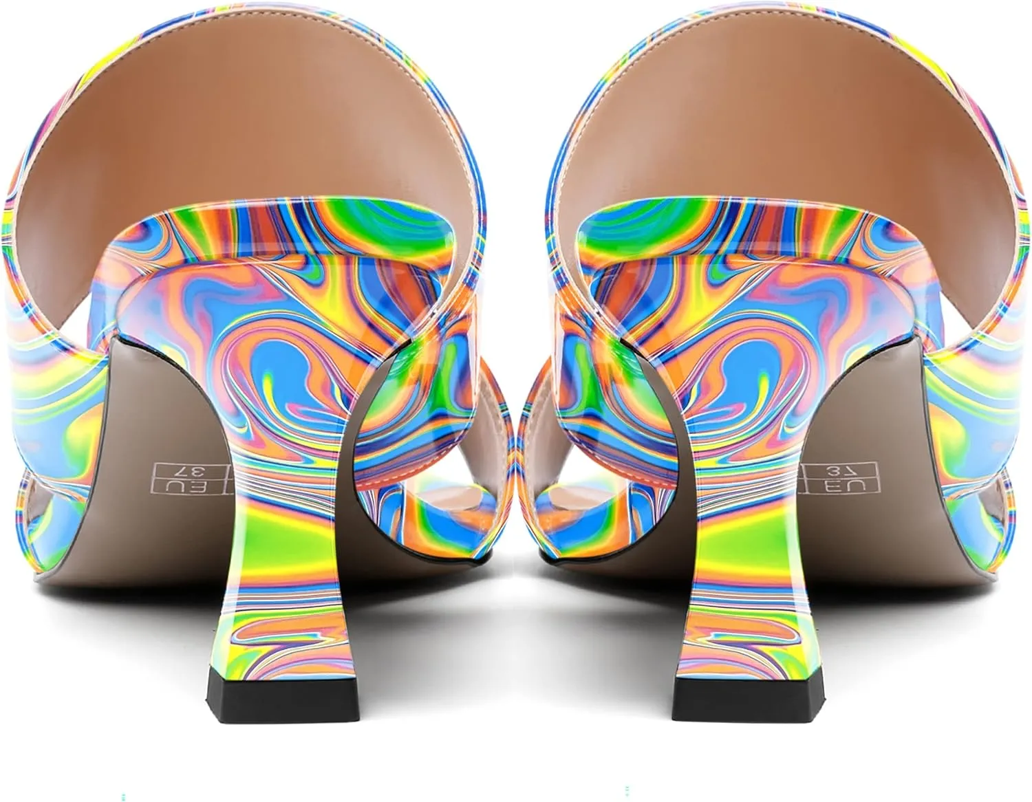 SKYSTERRY Women's Patent Open Toe Round Toe Dress Office Slip On Spool Mid Heel Pumps Shoes 2.5 Inch