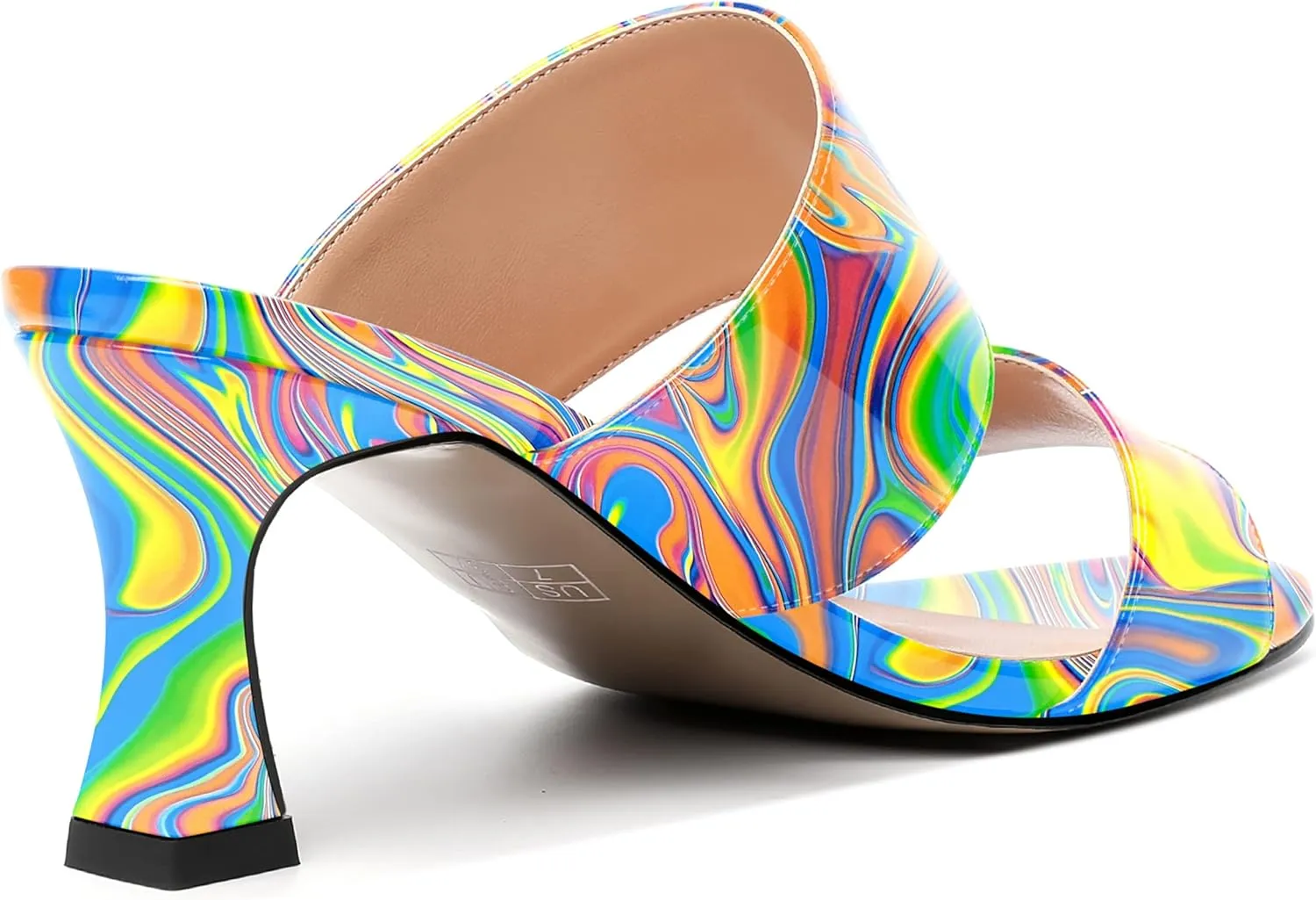 SKYSTERRY Women's Patent Open Toe Round Toe Dress Office Slip On Spool Mid Heel Pumps Shoes 2.5 Inch