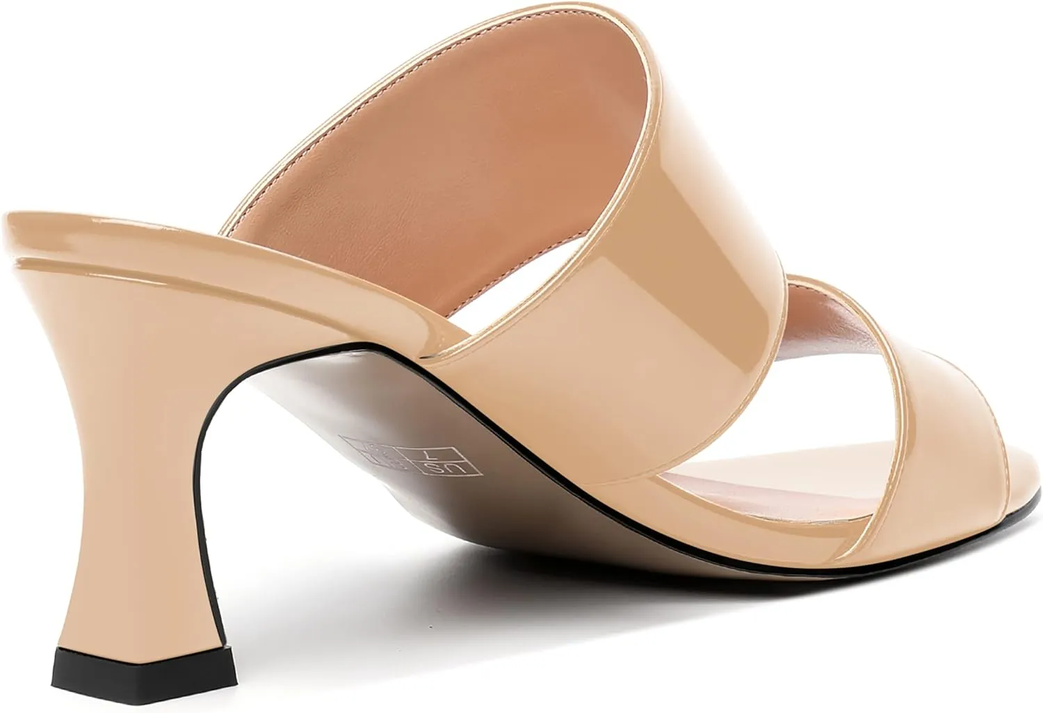 SKYSTERRY Women's Patent Open Toe Round Toe Dress Office Slip On Spool Mid Heel Pumps Shoes 2.5 Inch