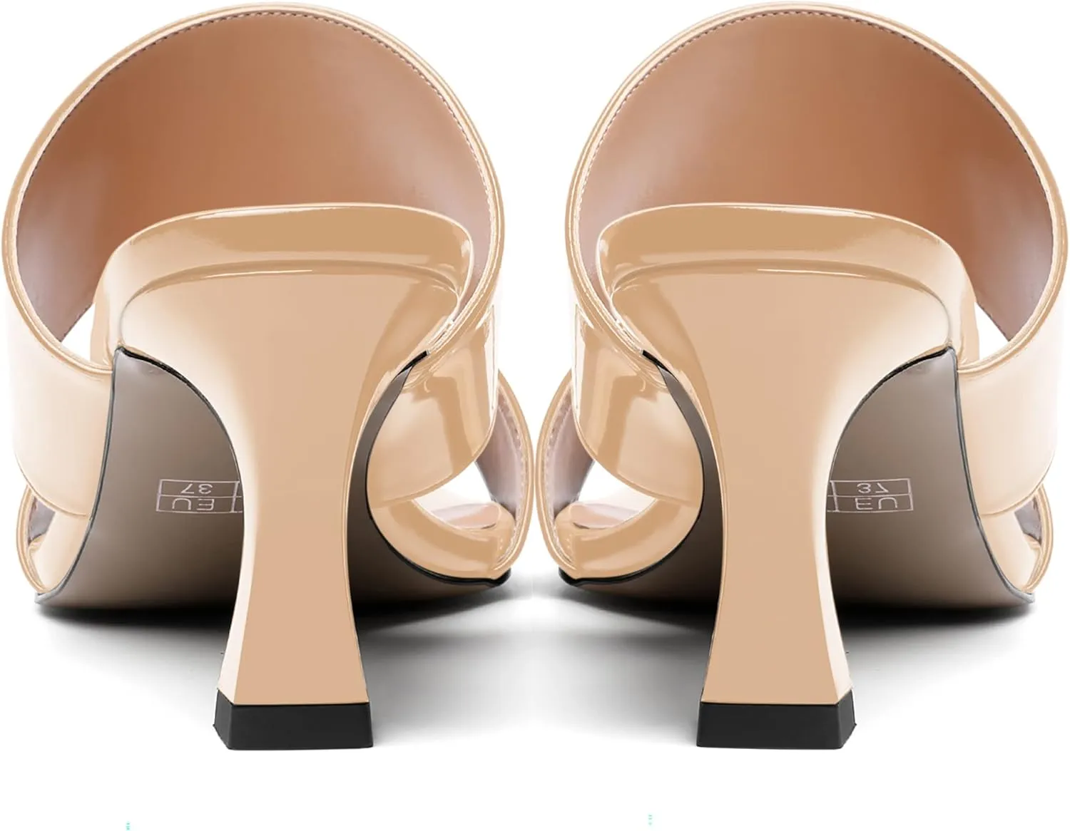 SKYSTERRY Women's Patent Open Toe Round Toe Dress Office Slip On Spool Mid Heel Pumps Shoes 2.5 Inch