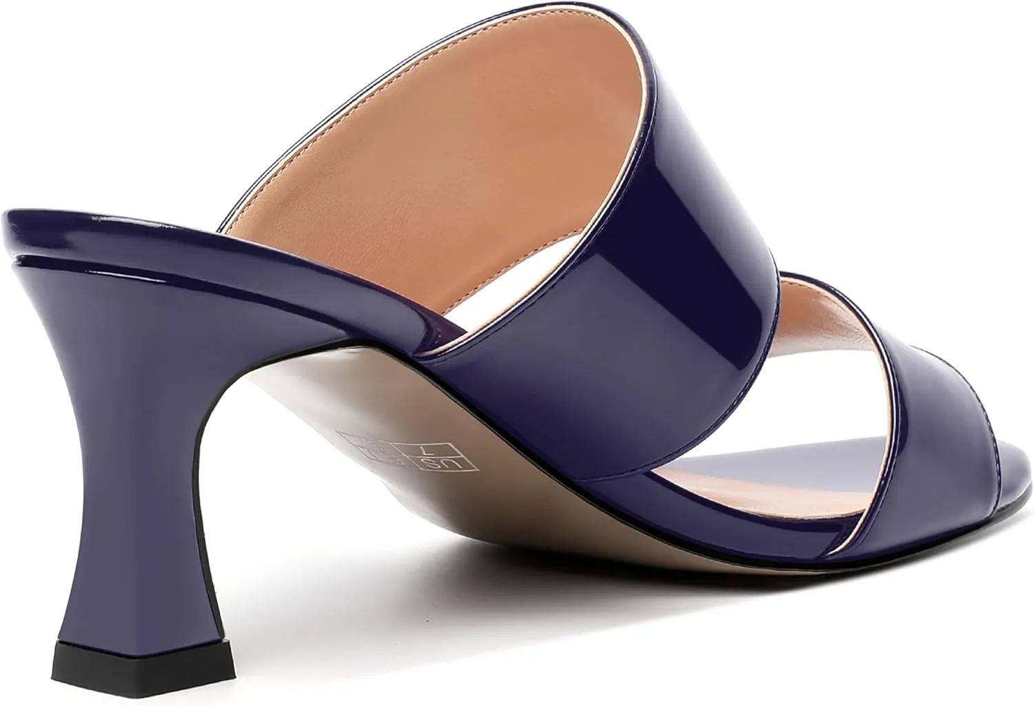 SKYSTERRY Women's Patent Open Toe Round Toe Dress Office Slip On Spool Mid Heel Pumps Shoes 2.5 Inch