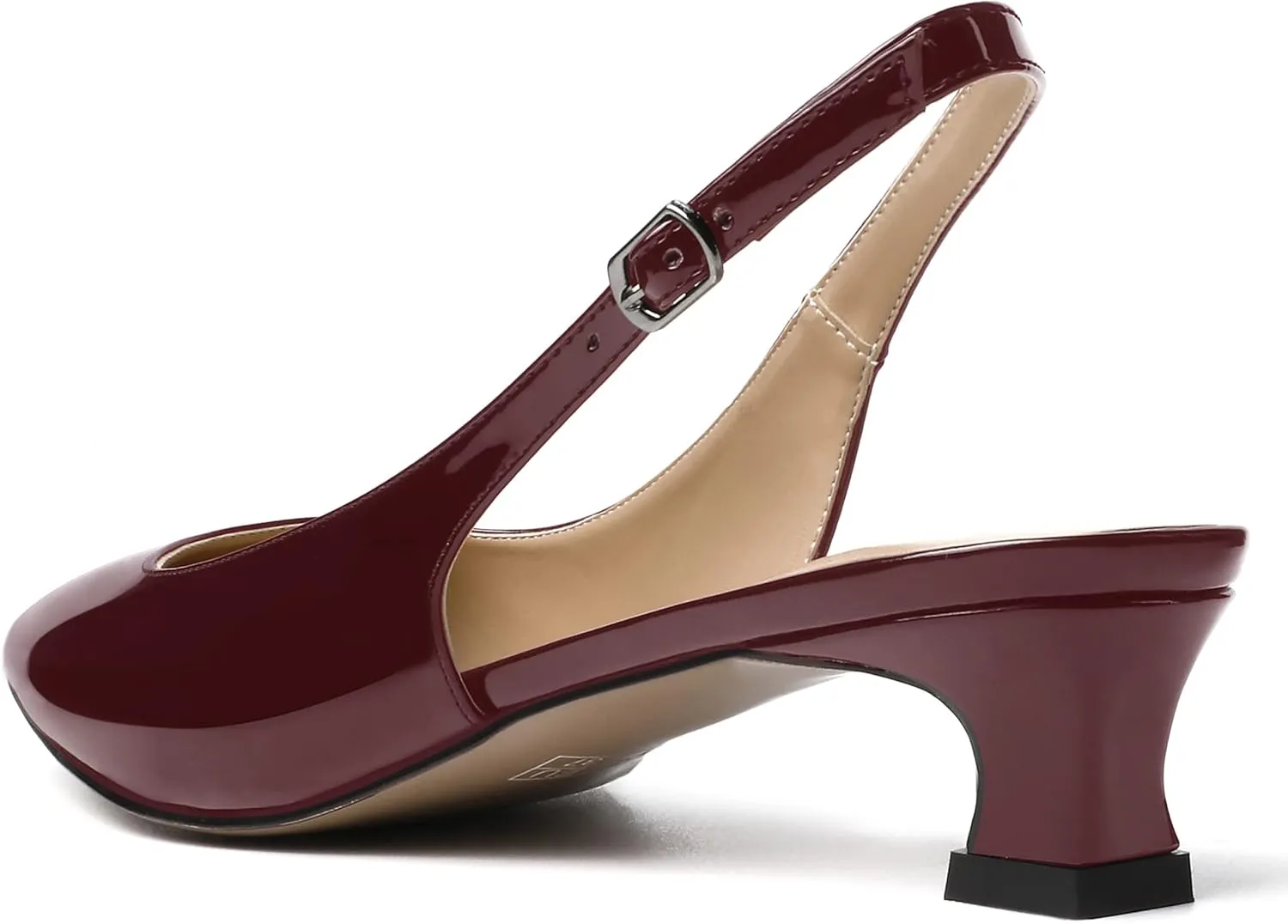 SKYSTERRY Women's Slip On Square Toe Casual Patent Slingback Dating Spool Low Heel Pumps Shoes 1.5 Inch