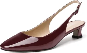 SKYSTERRY Women's Slip On Square Toe Casual Patent Slingback Dating Spool Low Heel Pumps Shoes 1.5 Inch