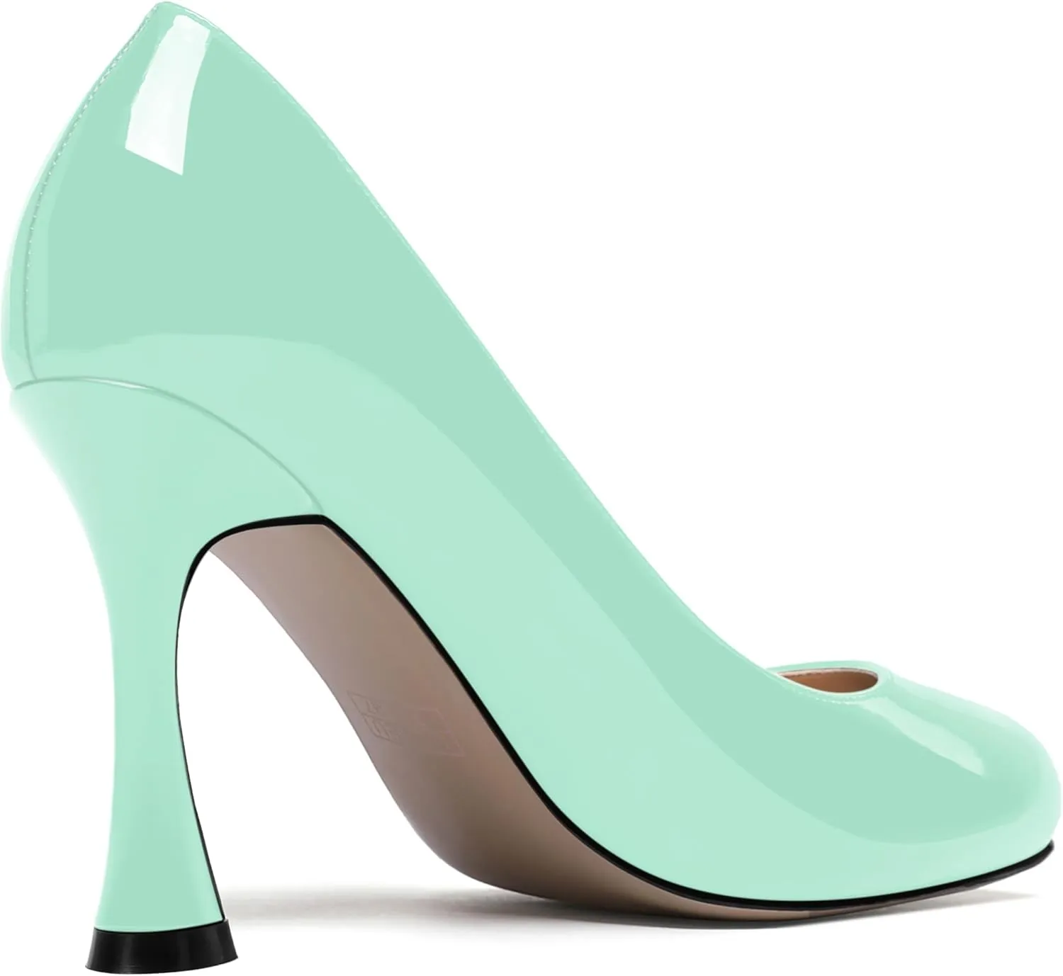 SKYSTERRY Womens Wedding Slip On Dress Round Toe Patent Spool High Heel Pumps Shoes 3.3 Inch