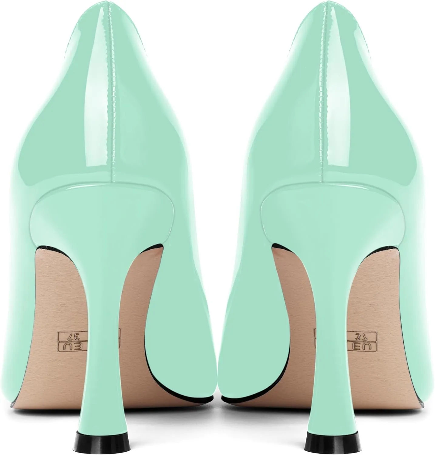 SKYSTERRY Womens Wedding Slip On Dress Round Toe Patent Spool High Heel Pumps Shoes 3.3 Inch