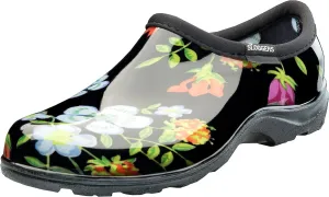 Sloggers Original Waterproof Rain and Garden Shoe for Women– Outdoor Slip-On Garden Clog - Made in The USA with Premium Comfort Insole and Arch Support - Meadow Print Black, Size 10