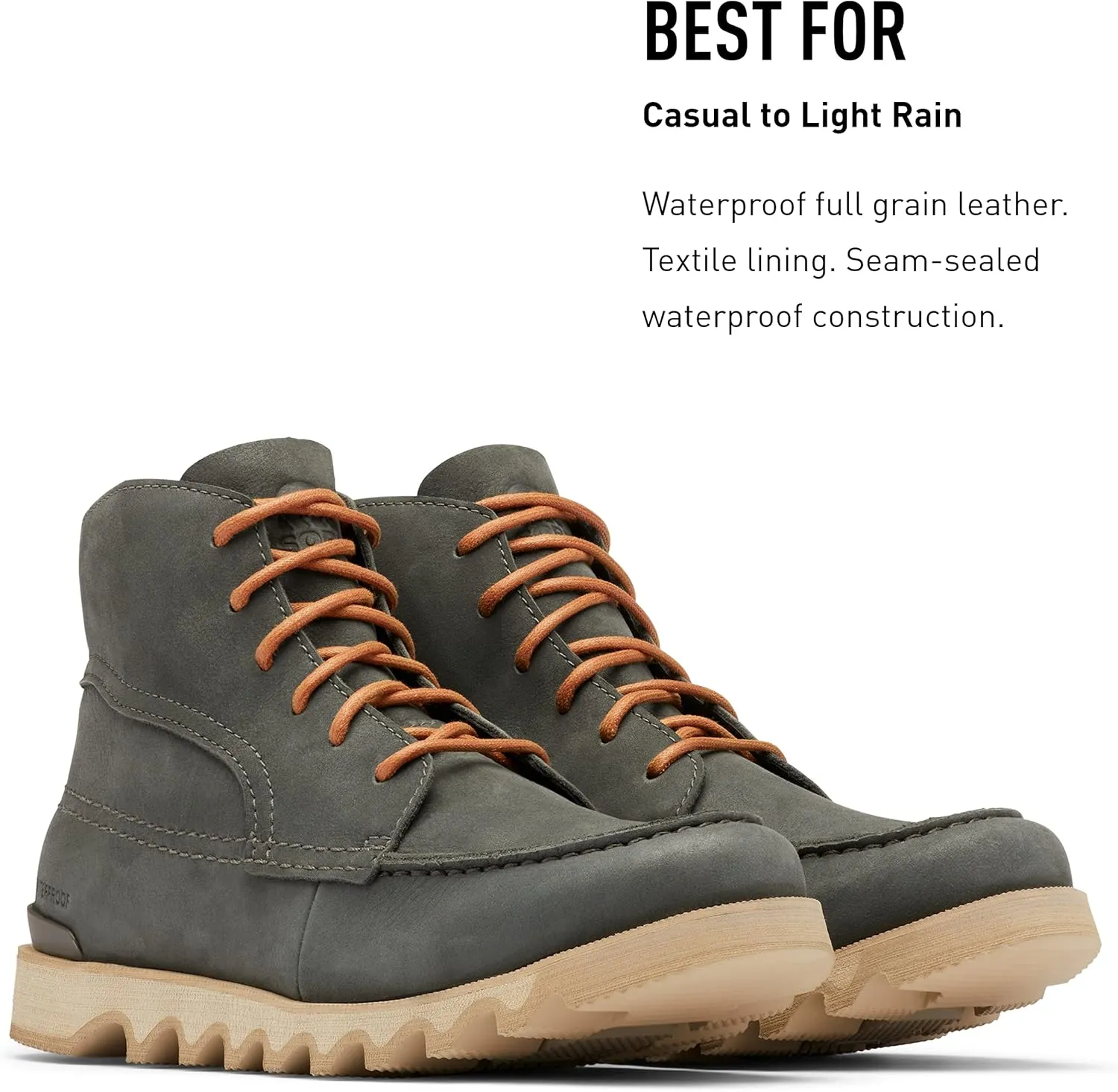 Sorel Men's Kezar Moc Boot — Waterproof Leather Rain Boot