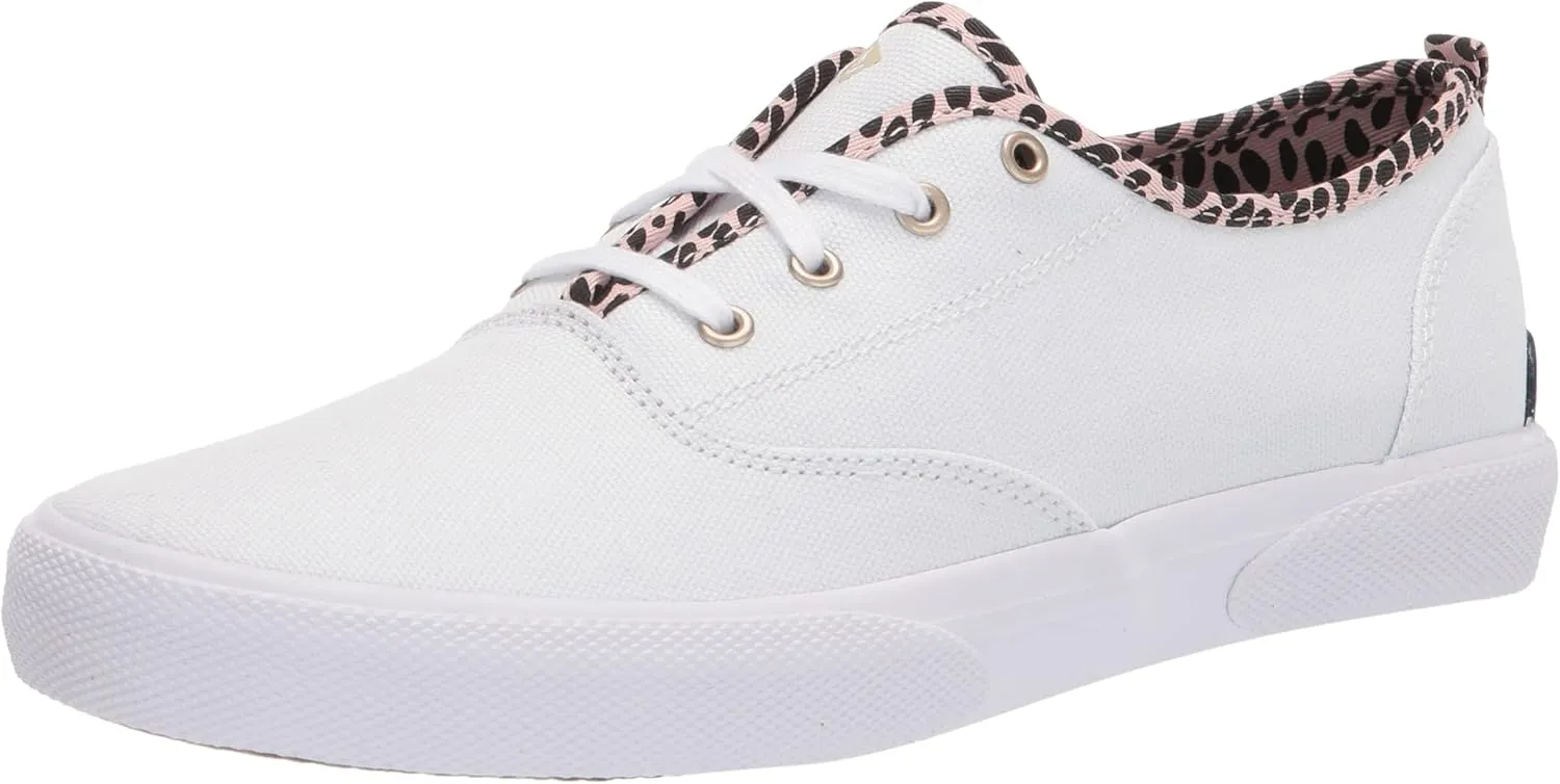 Sperry Kid's Pier Wave Cvo Washable Sneaker, White/Leopard, 3 Medium