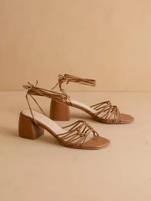 The Celia Brown Knotted Lace-Up Heel