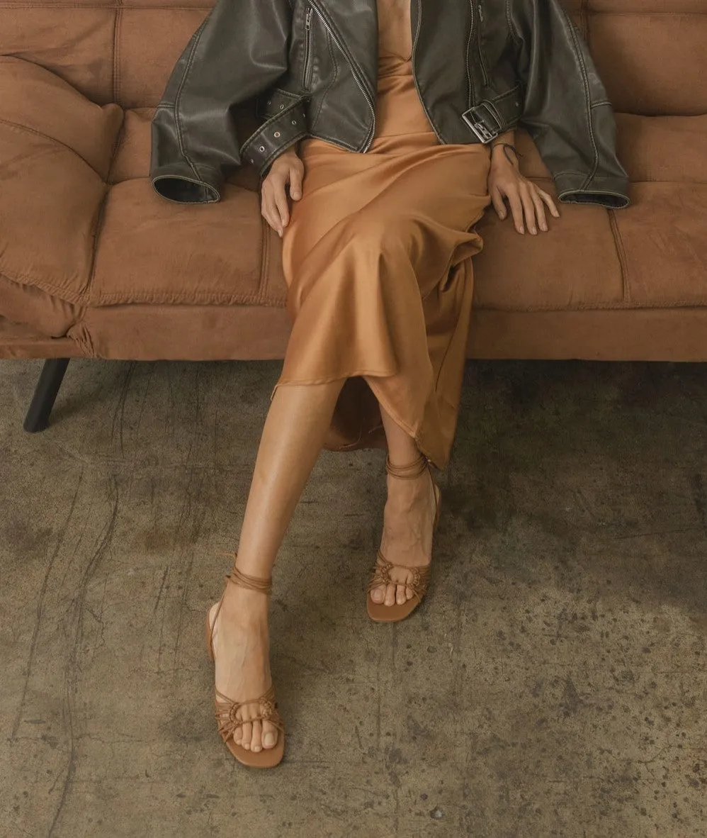 The Celia Brown Knotted Lace-Up Heel