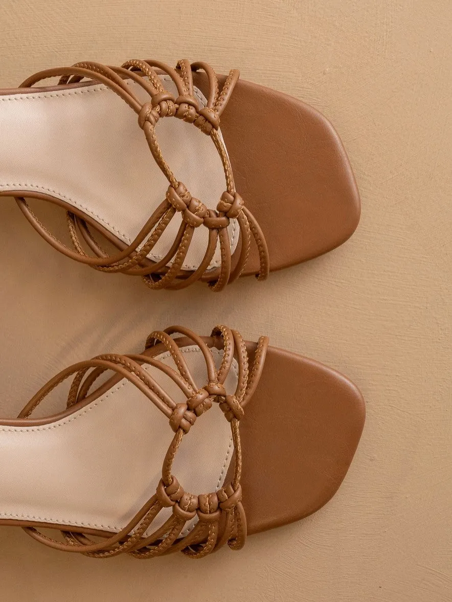 The Celia Brown Knotted Lace-Up Heel