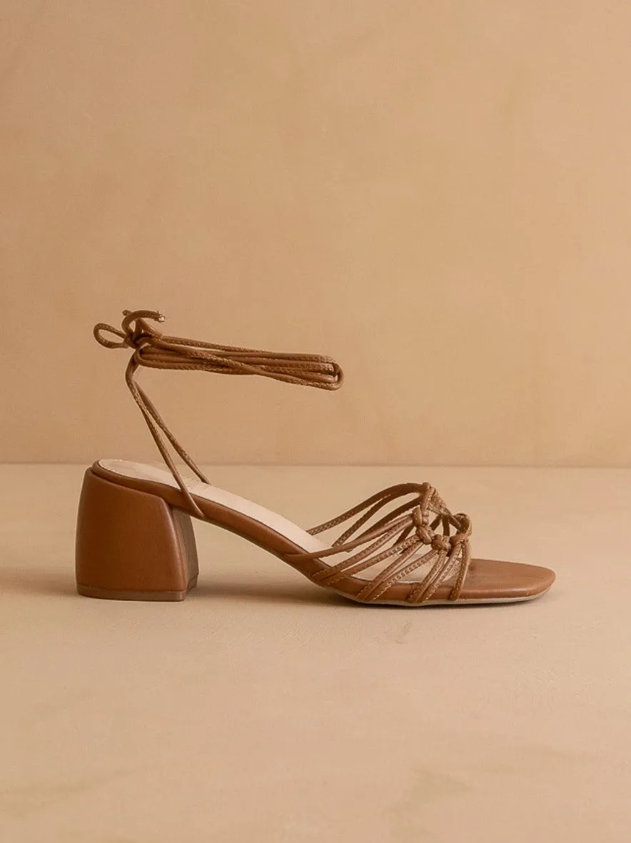The Celia Brown Knotted Lace-Up Heel
