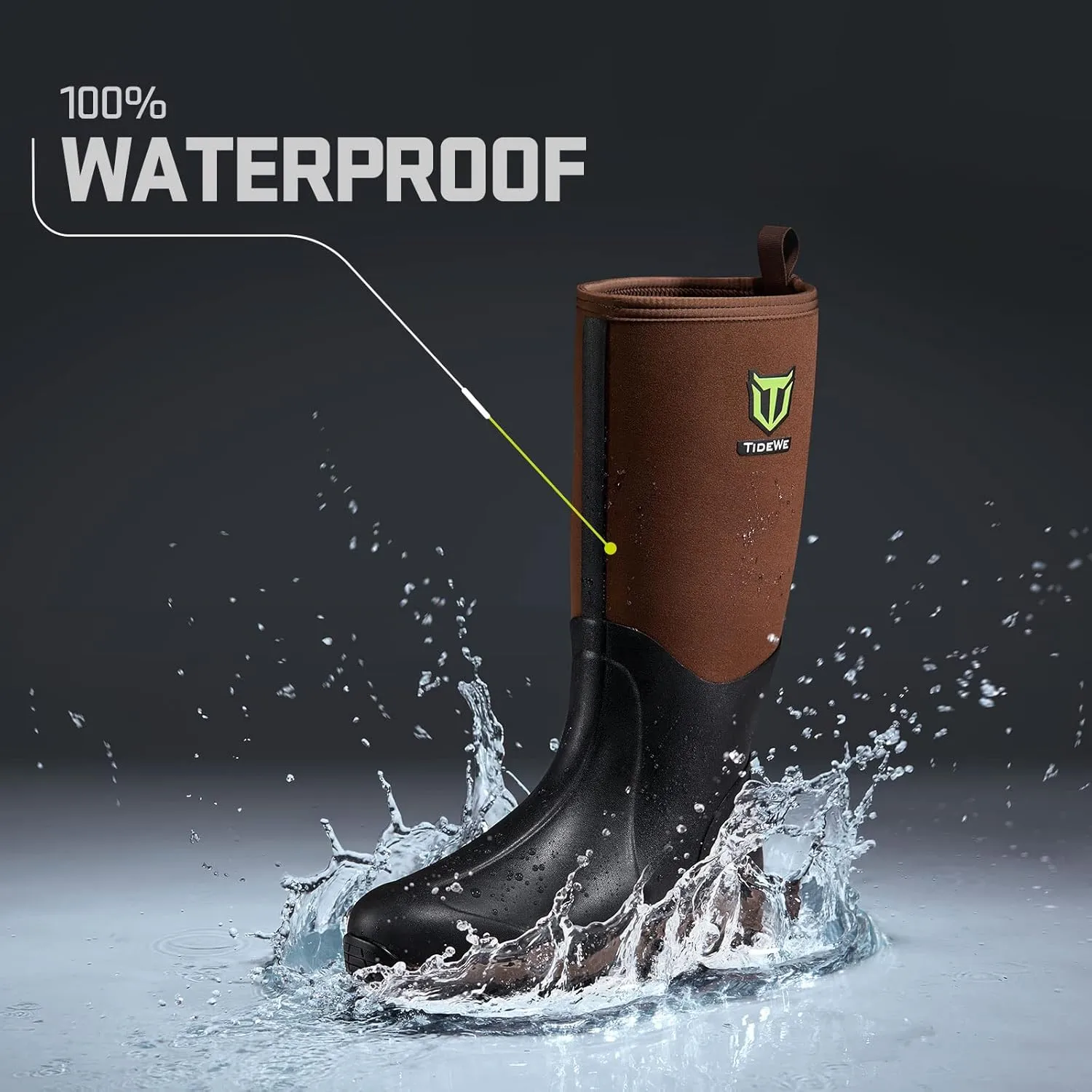 TIDEWE Rubber Neoprene Boots Men And Women, Waterproof Sturdy 6mm Neoprene Boot, Rain Boot Hunting Boot Arctic Outdoor Boot（Black, Brown & Next Camo G2）