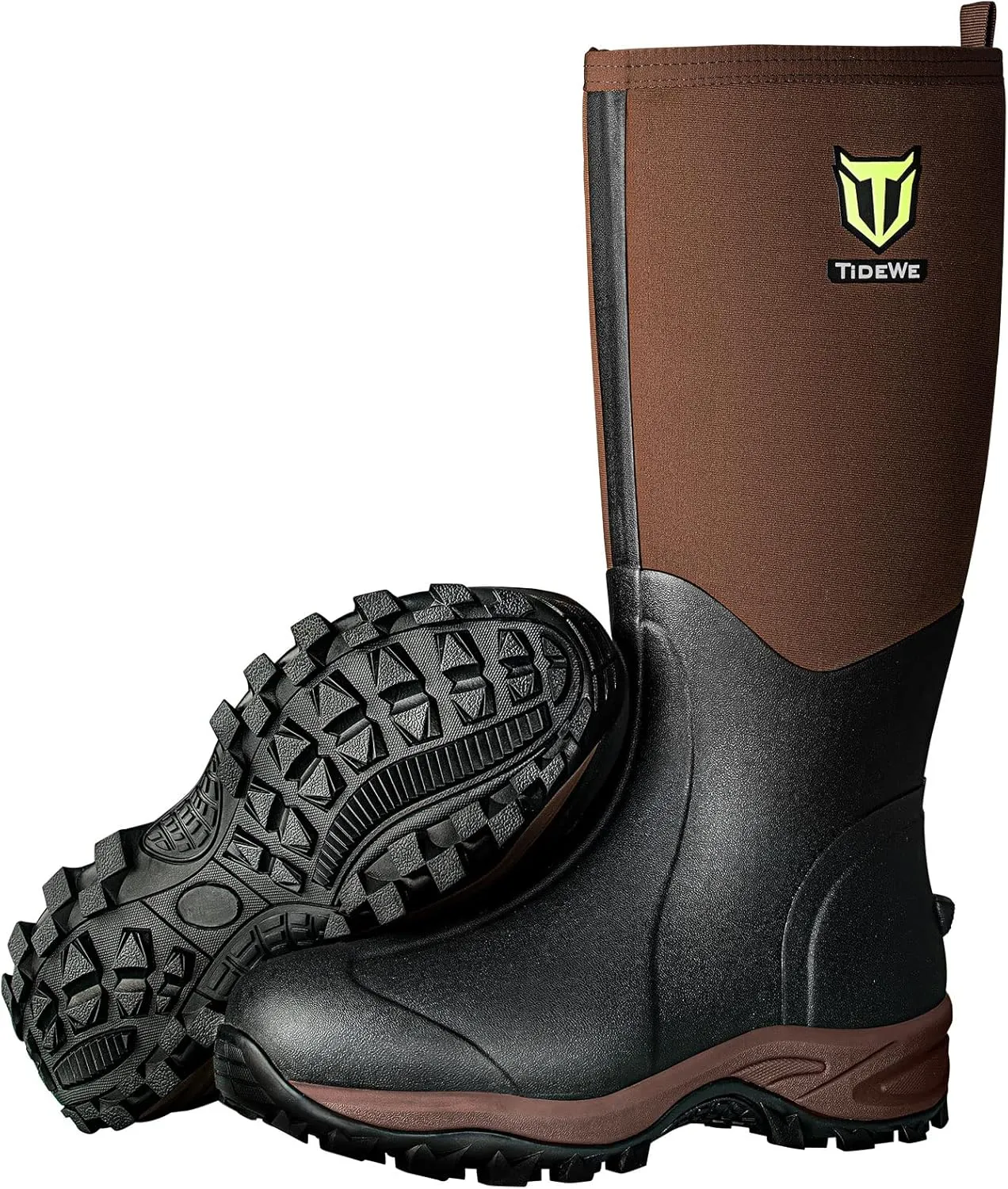 TIDEWE Rubber Neoprene Boots Men And Women, Waterproof Sturdy 6mm Neoprene Boot, Rain Boot Hunting Boot Arctic Outdoor Boot（Black, Brown & Next Camo G2）
