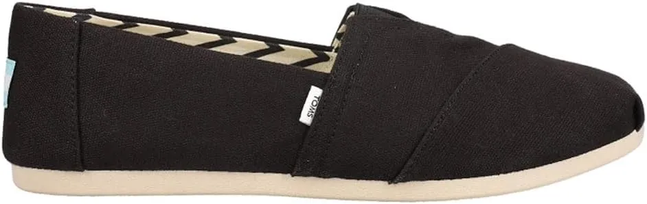 TOMS Women's Alpargata Recycled Cotton Canvas Loafer Flat, Black, 11