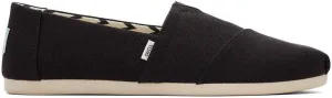 TOMS Women's Alpargata Recycled Cotton Canvas Loafer Flat, Black, 12