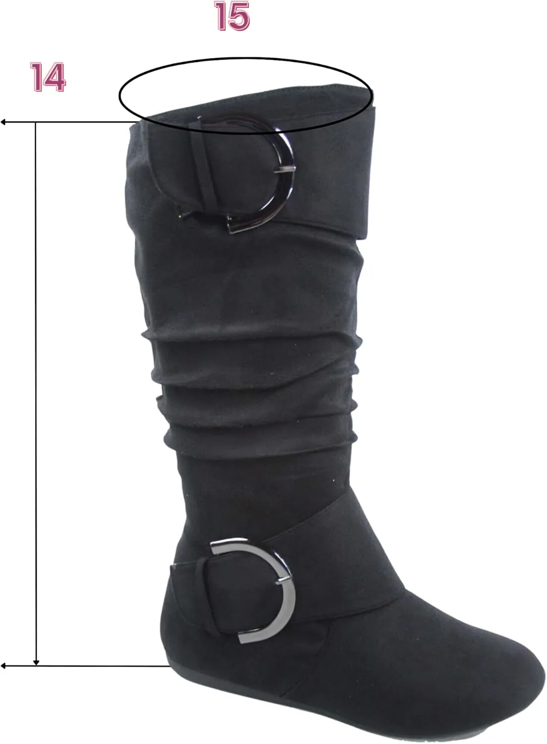 TOP Moda Bank-81 Women's Fashion Round Toe Flat Heel Zipper Buckle Slouchy Mi.