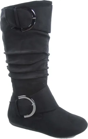 TOP Moda Bank-81 Women's Fashion Round Toe Flat Heel Zipper Buckle Slouchy Mi.