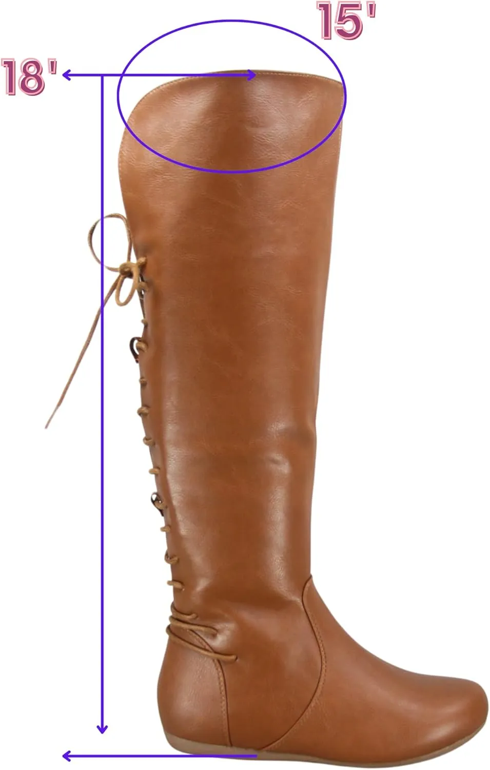 TOP Moda Night-76 Women's Mid Calf Round Toe Buckle Slouched Flat Boots