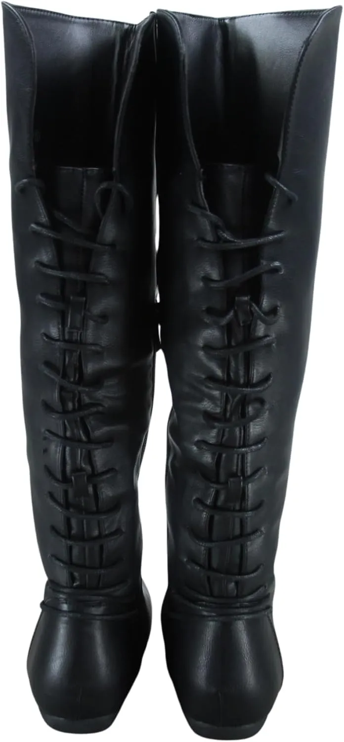 TOP Moda Night-76 Women's Mid Calf Round Toe Buckle Slouched Flat Boots
