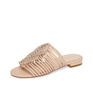 Trendsetting Mule Slide Slip Caged Nude/Gold York On Flat Cecelia Darleen Stone New  Sandal Luxurious