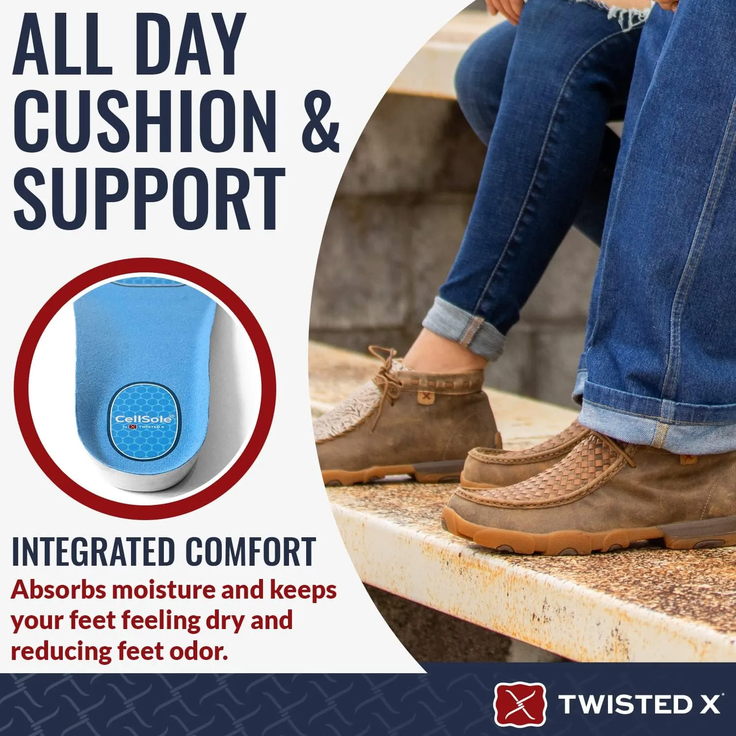 Twisted X Men’s Cellsole Regular Round Toe Shoe Pad Inserts for All Day Comfort and Support, 10