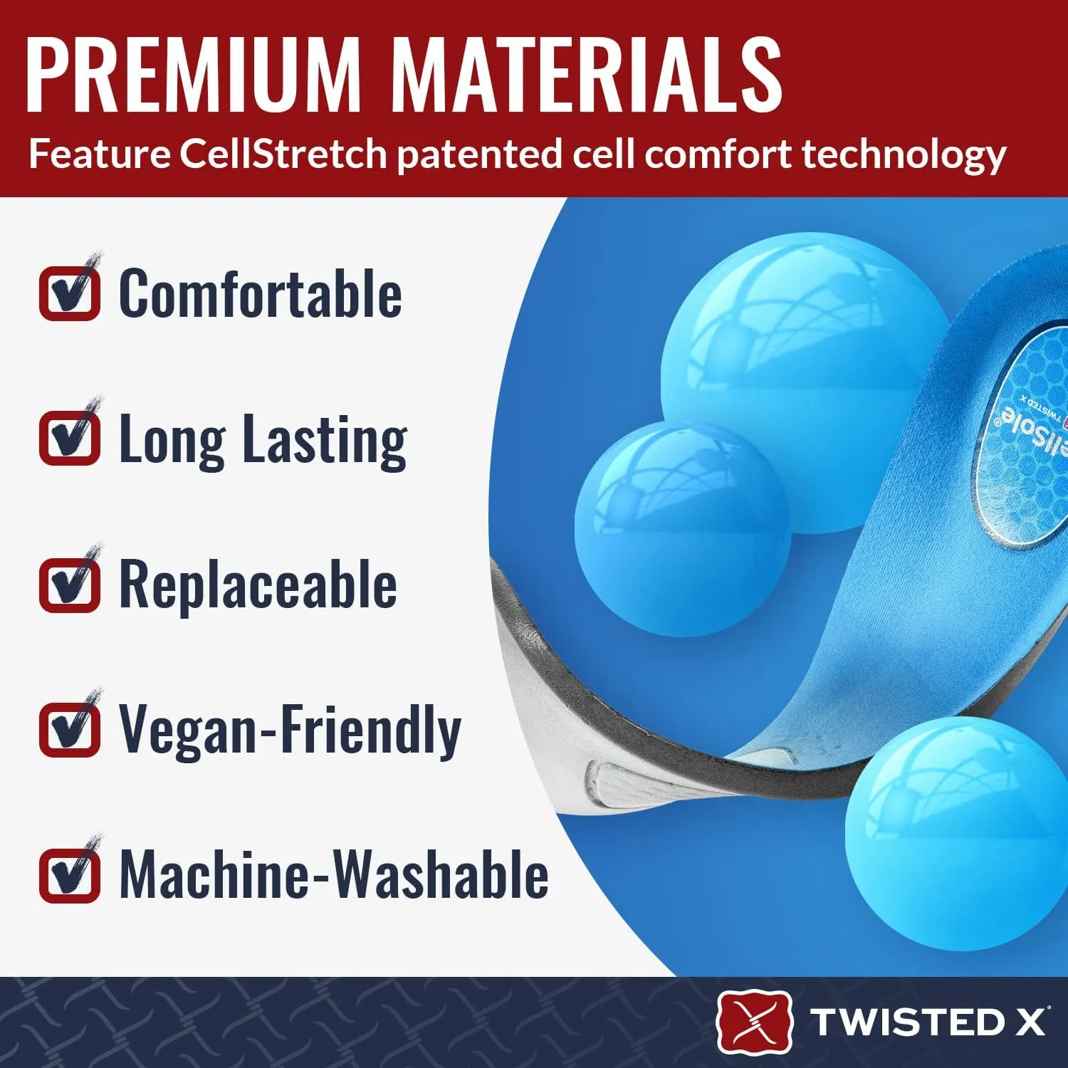 Twisted X Men’s Cellsole Regular Round Toe Shoe Pad Inserts for All Day Comfort and Support, 10