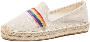 U-lite Women's Casual Flat Cap-Toe Slip on Platform Canvas Espadrilles Smoking Slipper Loafer