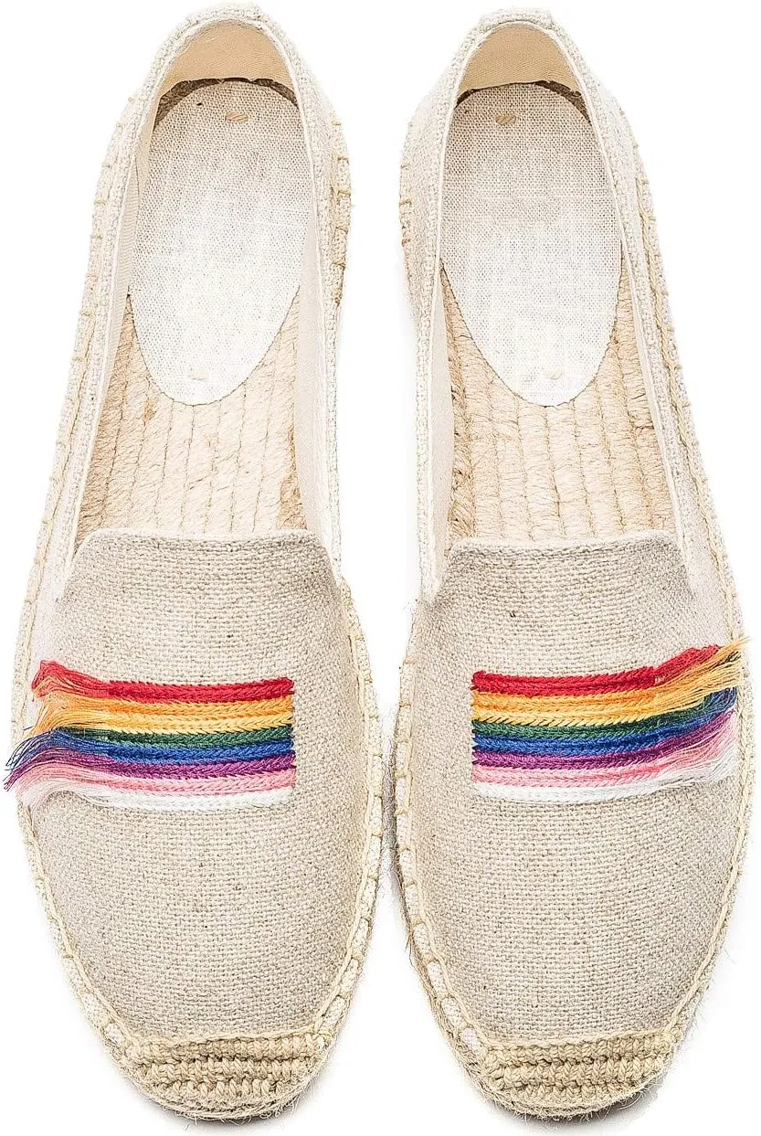 U-lite Women's Casual Flat Cap-Toe Slip on Platform Canvas Espadrilles Smoking Slipper Loafer