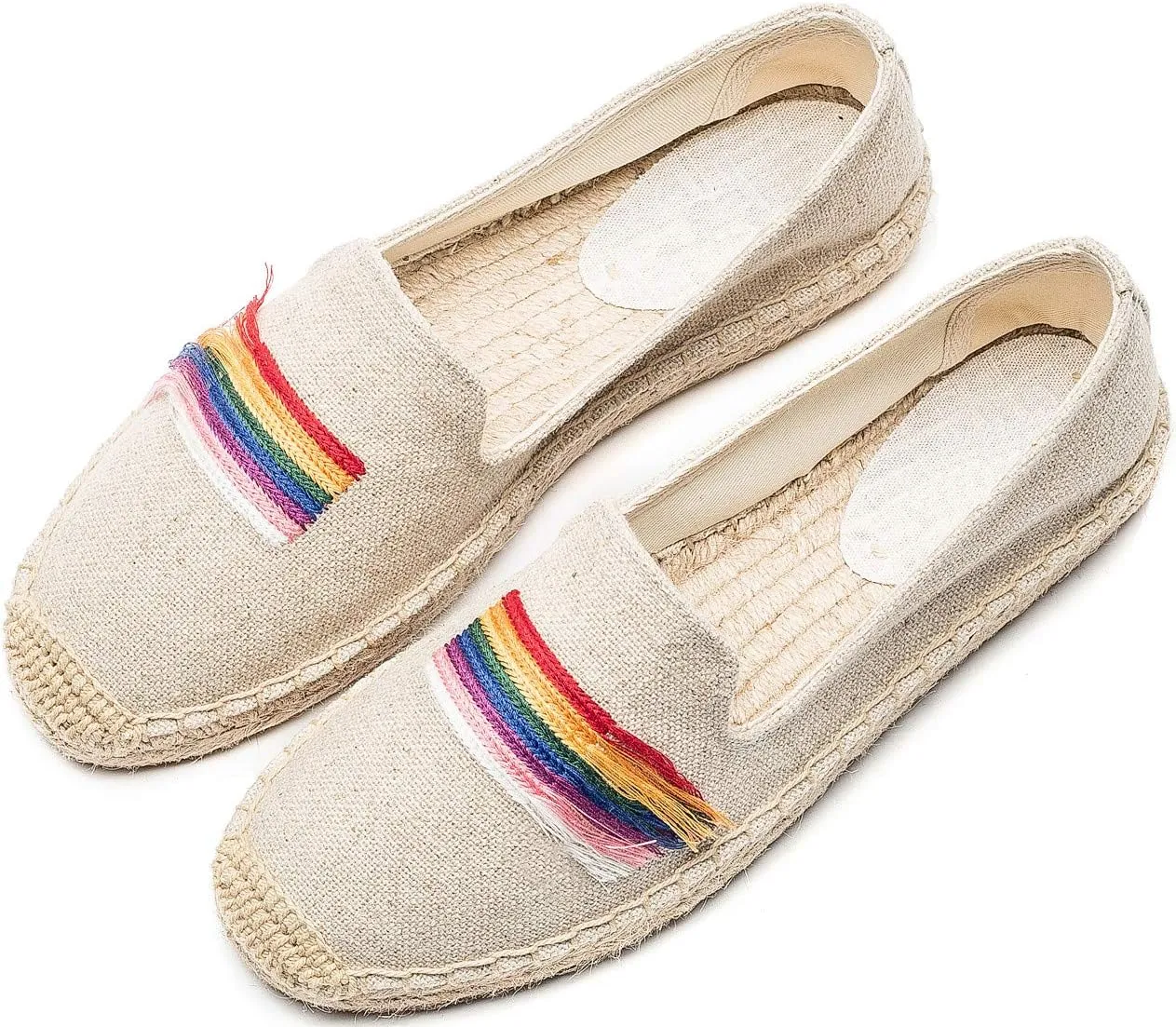 U-lite Women's Casual Flat Cap-Toe Slip on Platform Canvas Espadrilles Smoking Slipper Loafer