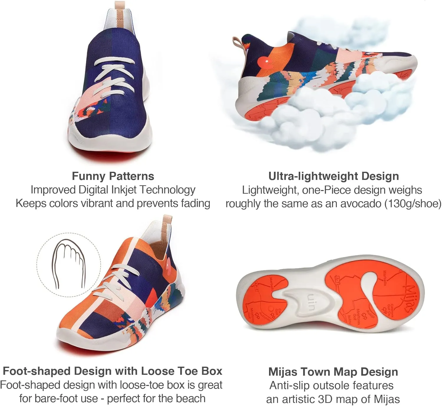 UIN Men's Fashion Sneakers Lightweight Walking Casual Slip Ons Comfortable Art Painted Athletic Travel Shoes Mijas Eye of Exploration