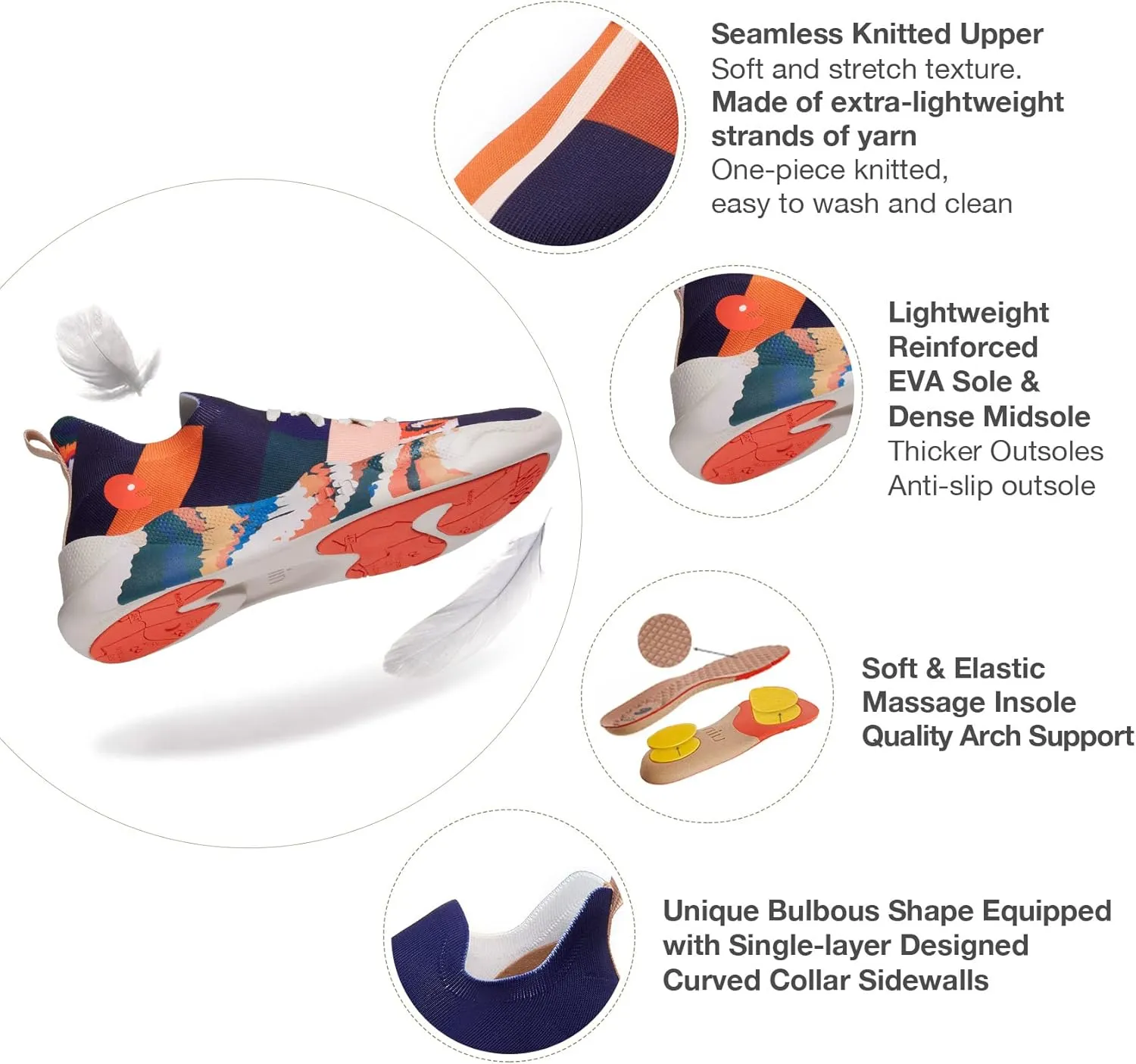 UIN Men's Fashion Sneakers Lightweight Walking Casual Slip Ons Comfortable Art Painted Athletic Travel Shoes Mijas Eye of Exploration