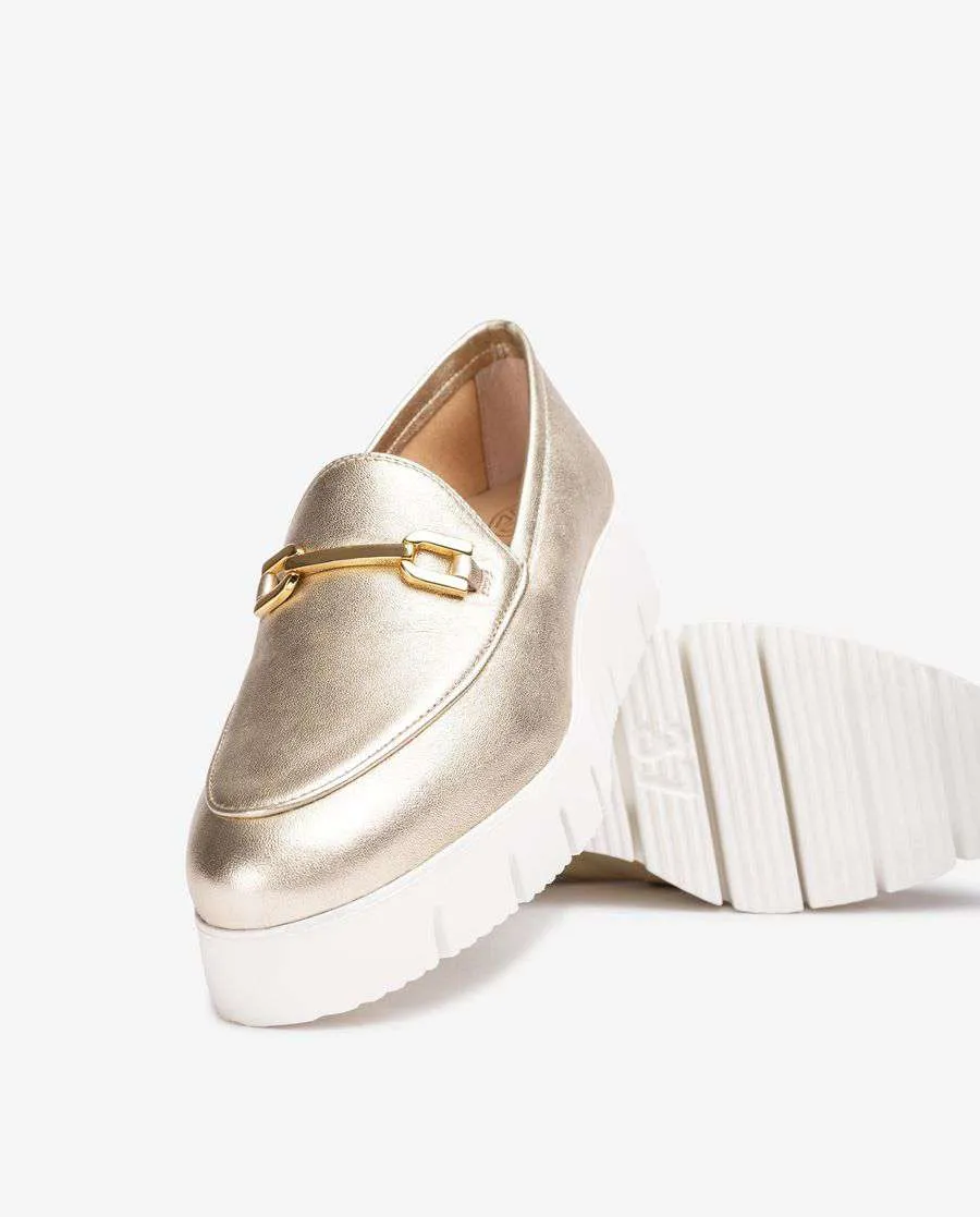 Unisa Metallic Gold Platform loafer |FAMO25GD