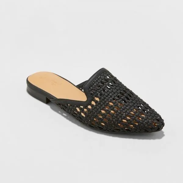 Universal Thread Women's Whisper Woven Backless Slip On Mules 12 Black