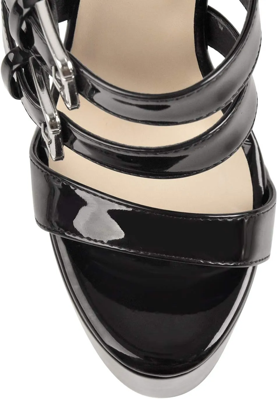 VERISSON Women's Open Toe High Heels Sandals Triple Cross Bands Buckle Strap Platform Ankle Sandals Party Dress Two-piece Sandals