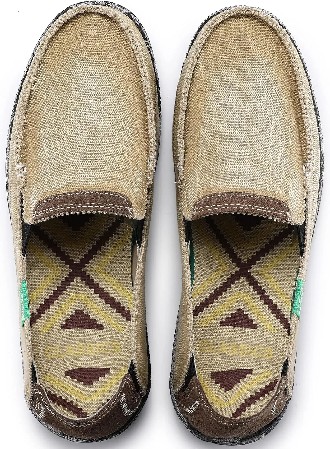 VILOCY Mens Slip on Deck Shoes Zero Drop Casual Canvas Loafer Vintage Flat Boat Shoes