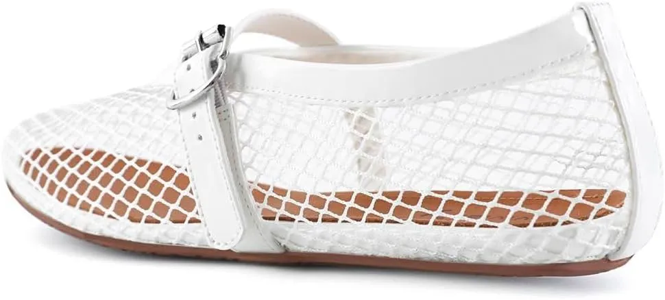 vivianly Mesh Ballet Flats Shoes for Women Flats Comfortable Dressy Round Toe Mesh Flats Fishnet Mary Jane Flats for Events Party Leisure
